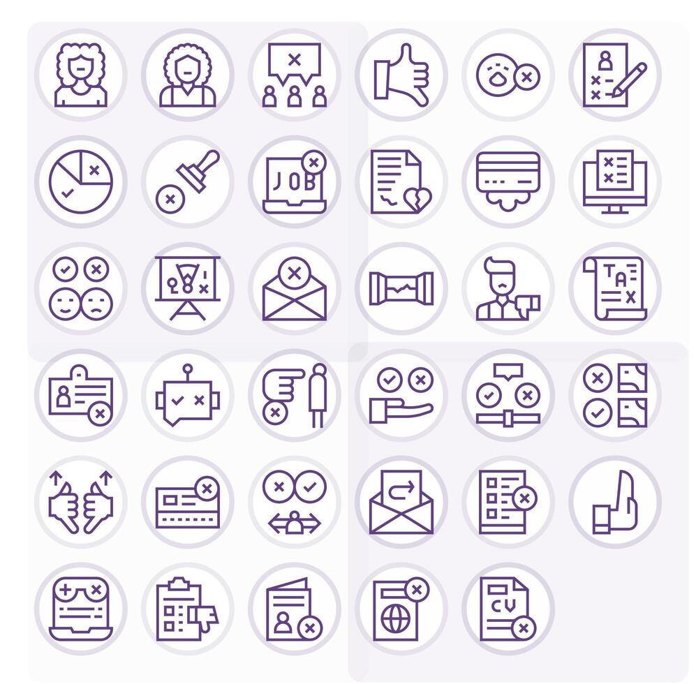 Rejection Scalable Set featuring 35 PIXEL Perfect Regular Line 128x128 Icons vector