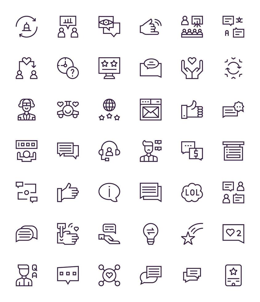 42 Icons for Feedback optimized in PIXEL Perfect High Resolution Regular Line resolution vector
