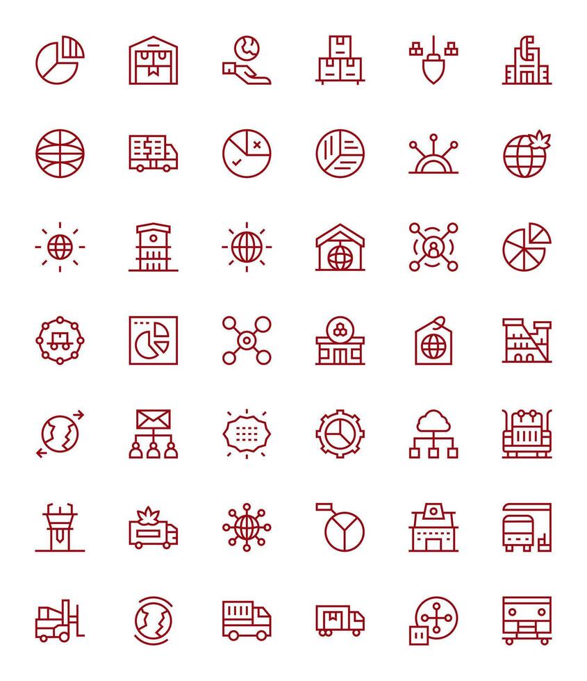 42 Regular Line Editable Icons tailored for Distribution Retina Ready interface vector