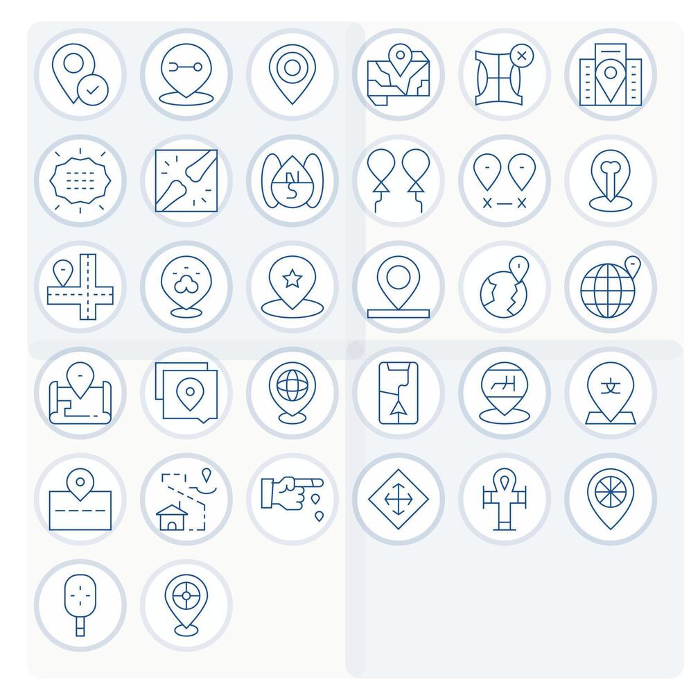 32 Thin Line Pixel Aligned Designs for Coordinates 256x256 Icons vector