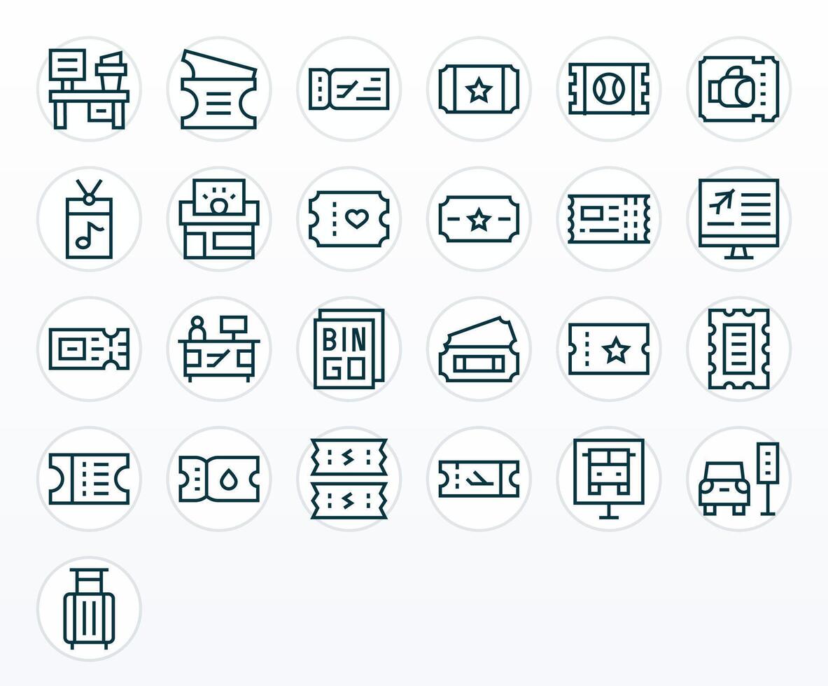 Ticket Graphics featuring 25 Regular Line Editable 256x256 Designs vector