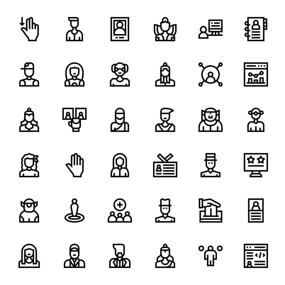 36 128x128 Bold Line Icons optimized for User Editable display vector