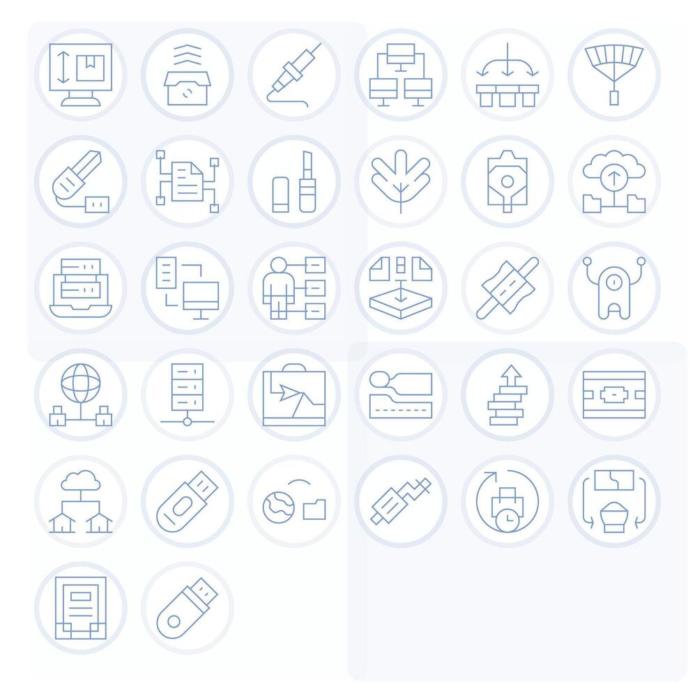 Data Transfer Graphics featuring 32 Thin Line Pixel Optimized 256x256 Designs vector