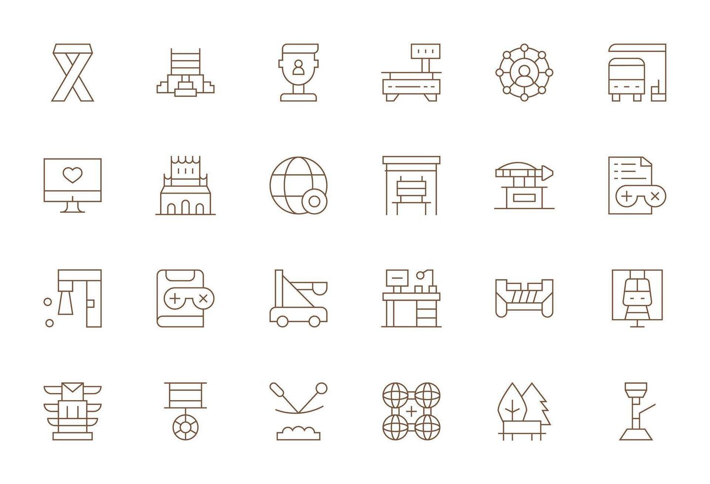 Platform Modern Collection with 24 Thin Line 128x128 Pixel Aligned Icons vector