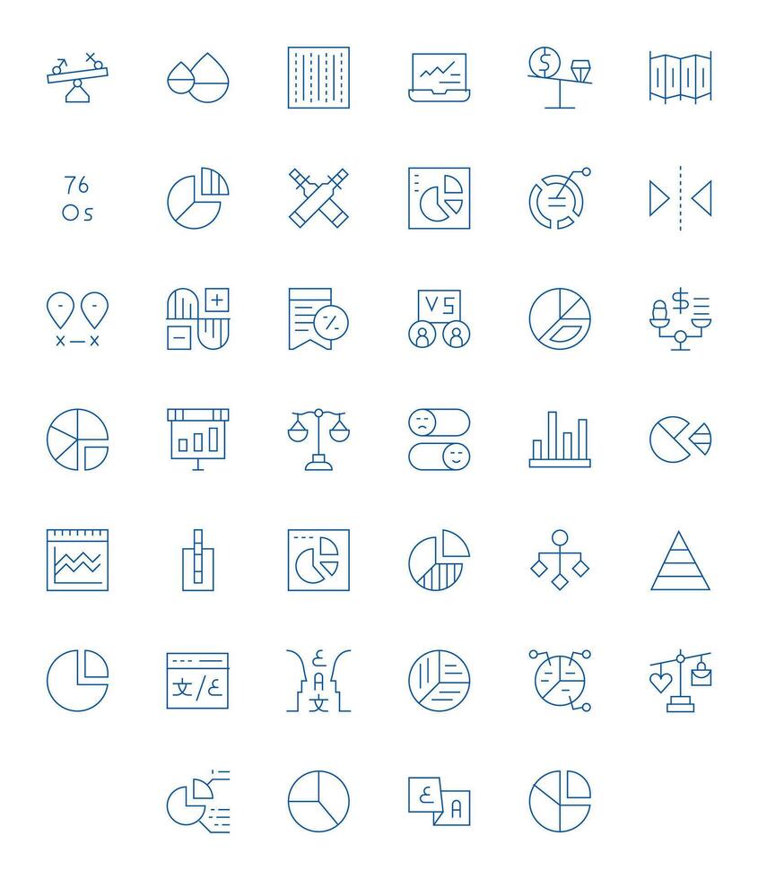 40 Thin Line Icons designed for Comparison in 256x256 Detail Enhanced format vector