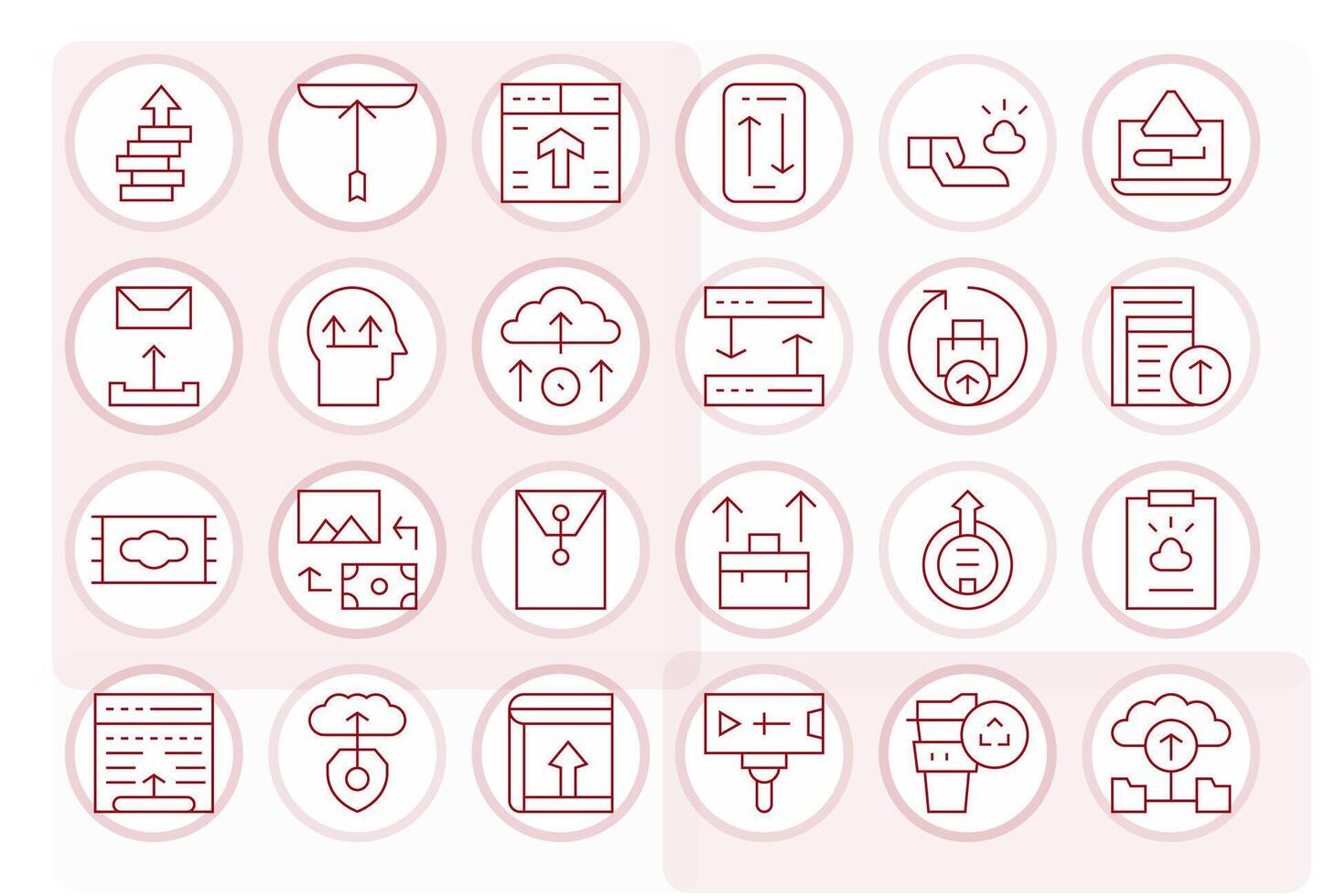 24 Thin Line Icons from File Upload in 64x64 Display Perfect Quality vector
