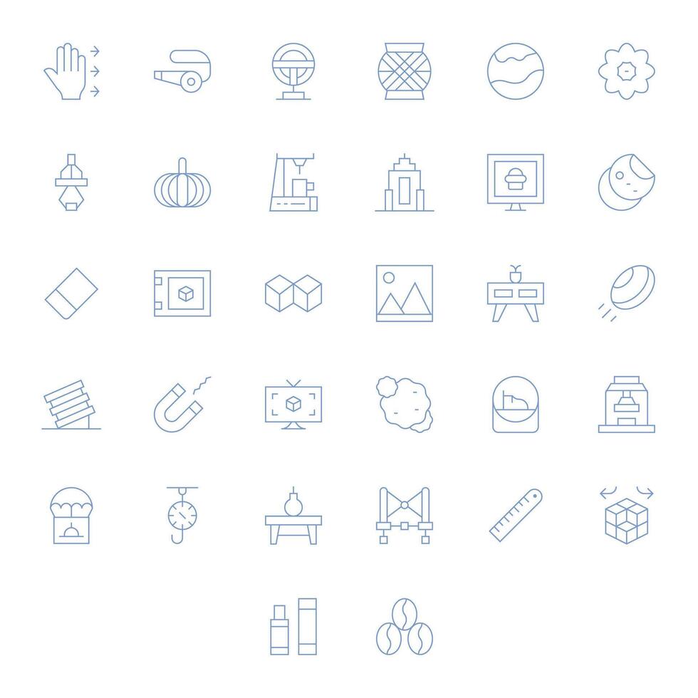 Object Icon Toolkit featuring 32 Display Perfect High Resolution Thin Line elements vector