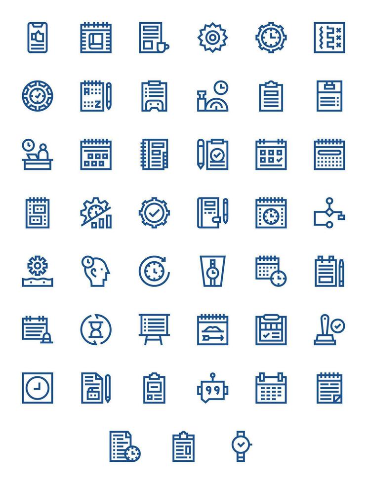 Task Design Icons featuring 45 Pixel Aligned Bold Line Style vector