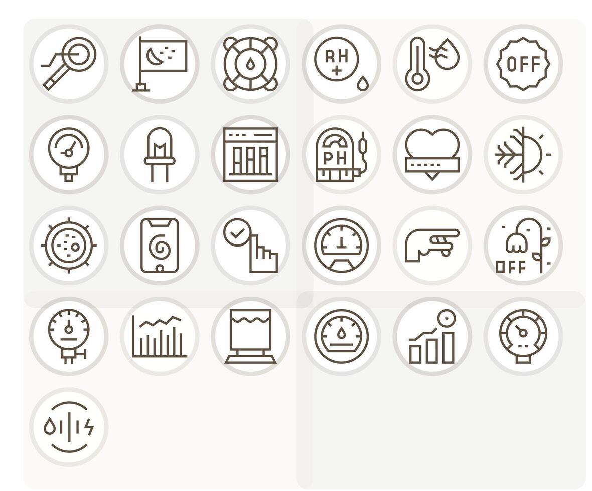 Indicator Icon Toolkit featuring 25 Grid Fitted High Resolution Regular Line elements vector