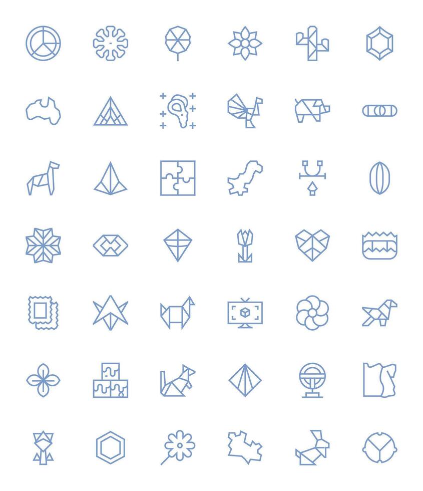 Shape Icon Library with 42 Regular Line 128x128 Editable Designs vector