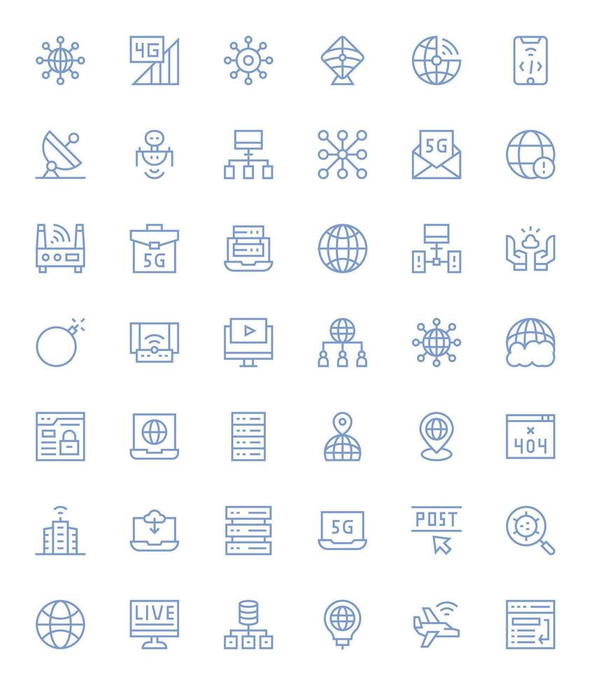 Internet Icon Set with 42 Regular Line 256x256 Detail Enhanced Graphics vector