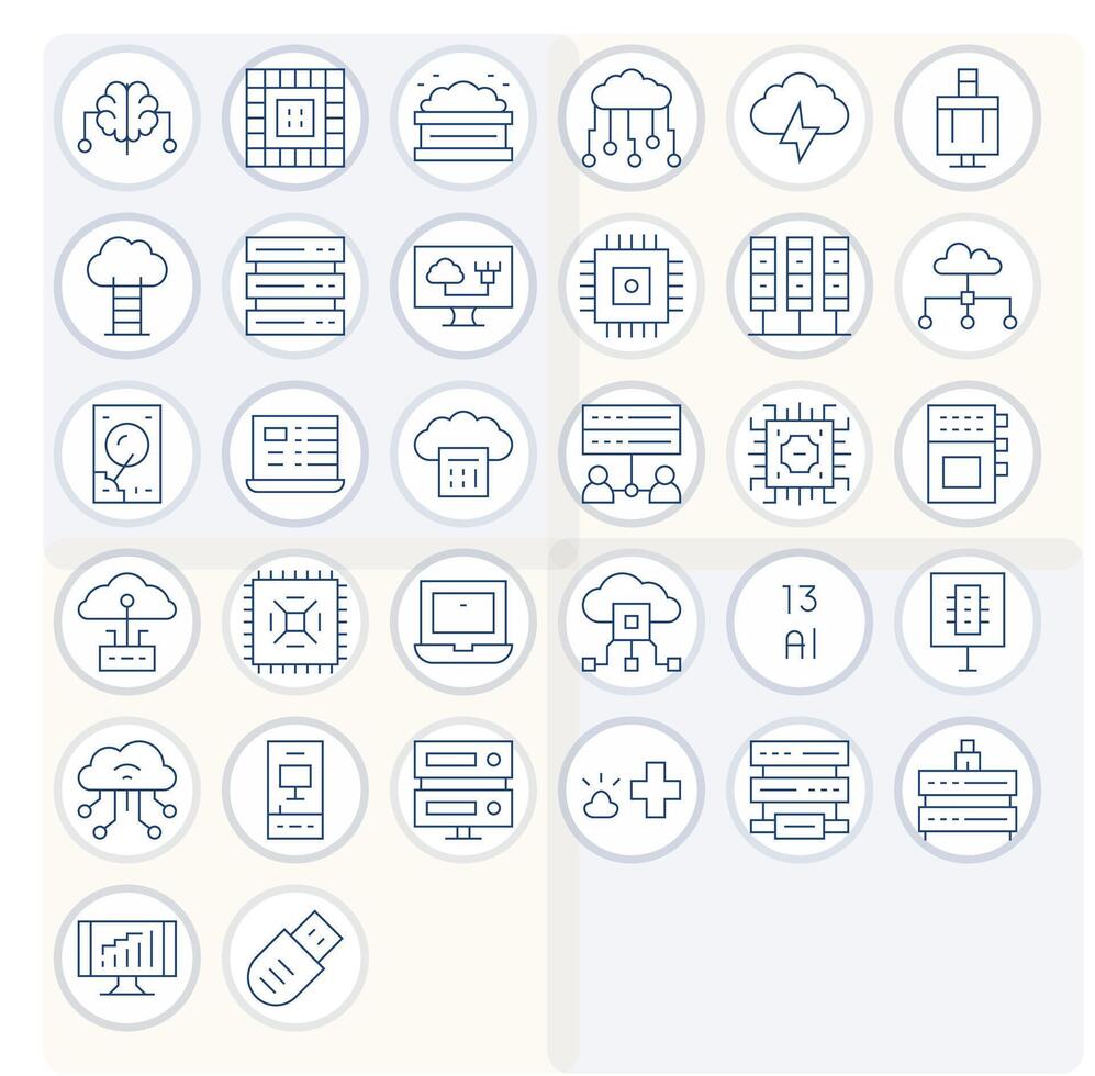 informática icono caja de herramientas presentando 32 píxel Perfecto retina Listo Delgado línea elementos vector