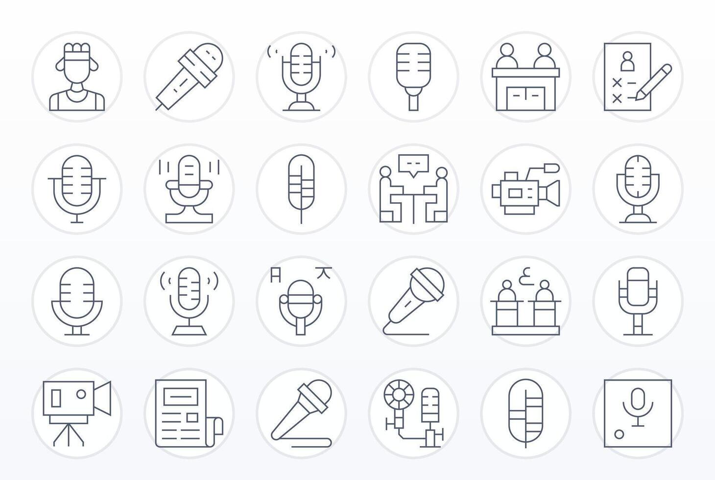 Interview Ultimate Package with 24 64x64 Thin Line Grid Fitted Icons vector