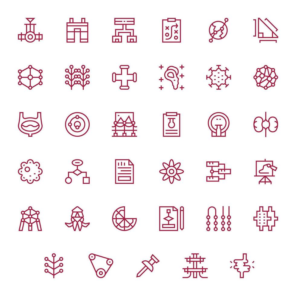 diagrama prima haz con 35 128x128 píxel optimizado regular línea íconos vector