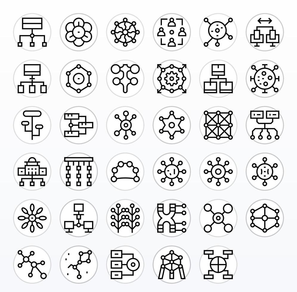 35 Editable Regular Line Icons from Nodes Collection vector
