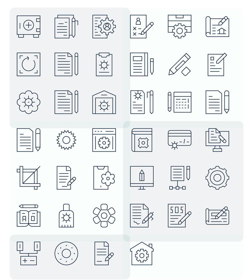 Modify featuring 40 256x256 Icons in Thin Line Design vector