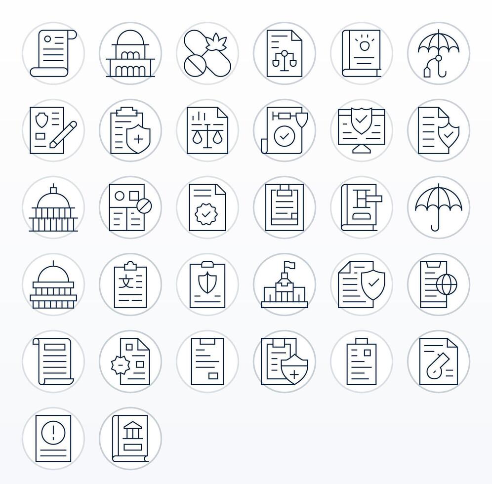 Policy featuring 32 High Resolution Icons in Thin Line Design vector