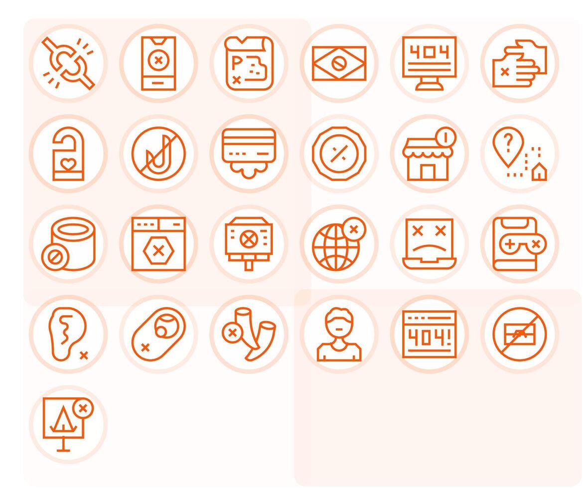 25 Regular Line Icons designed for Unavailable in 128x128 PIXEL Perfect format vector