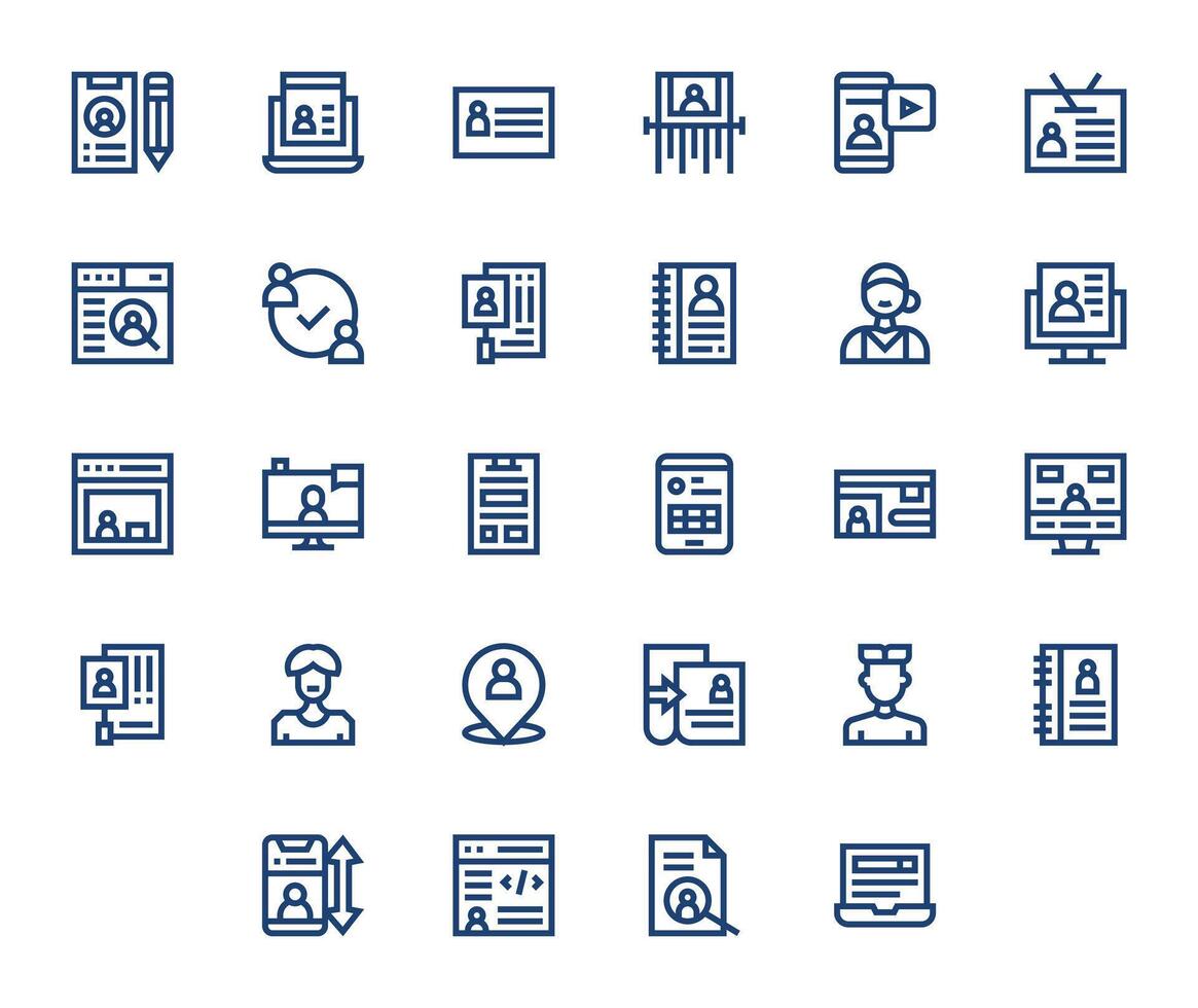 28 Retina Ready Bold Line Icons for User Data with Grid Fitted precision vector