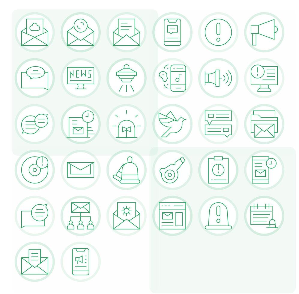 32 íconos para notificación presentando alto resolución editable Delgado línea gráficos vector