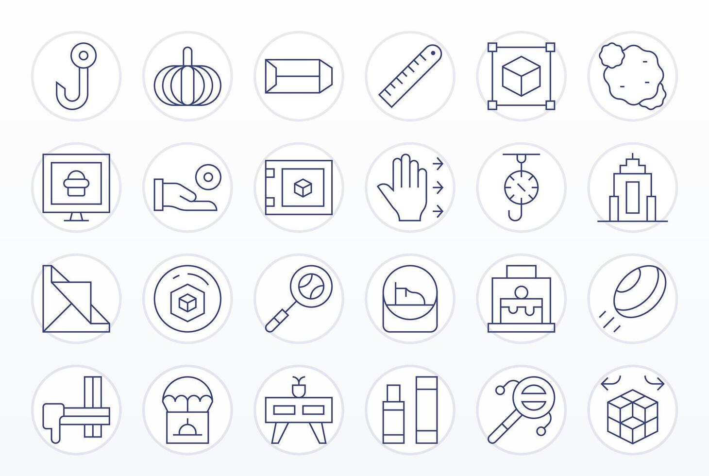 24 128x128 Thin Line Display Perfect Icons for Object Projects vector