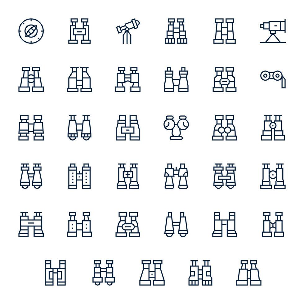 35 regular línea íconos diseñado para prismáticos en alto resolución editable formato vector