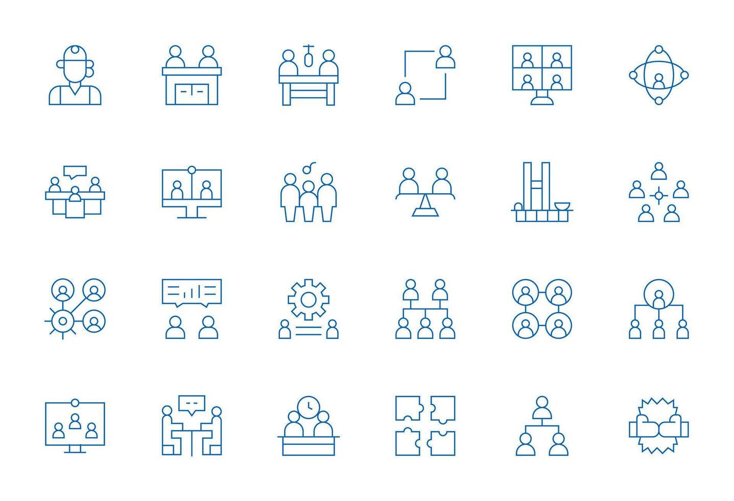 24 128x128 Thin Line Icons optimized for Teamwork PIXEL Perfect display vector