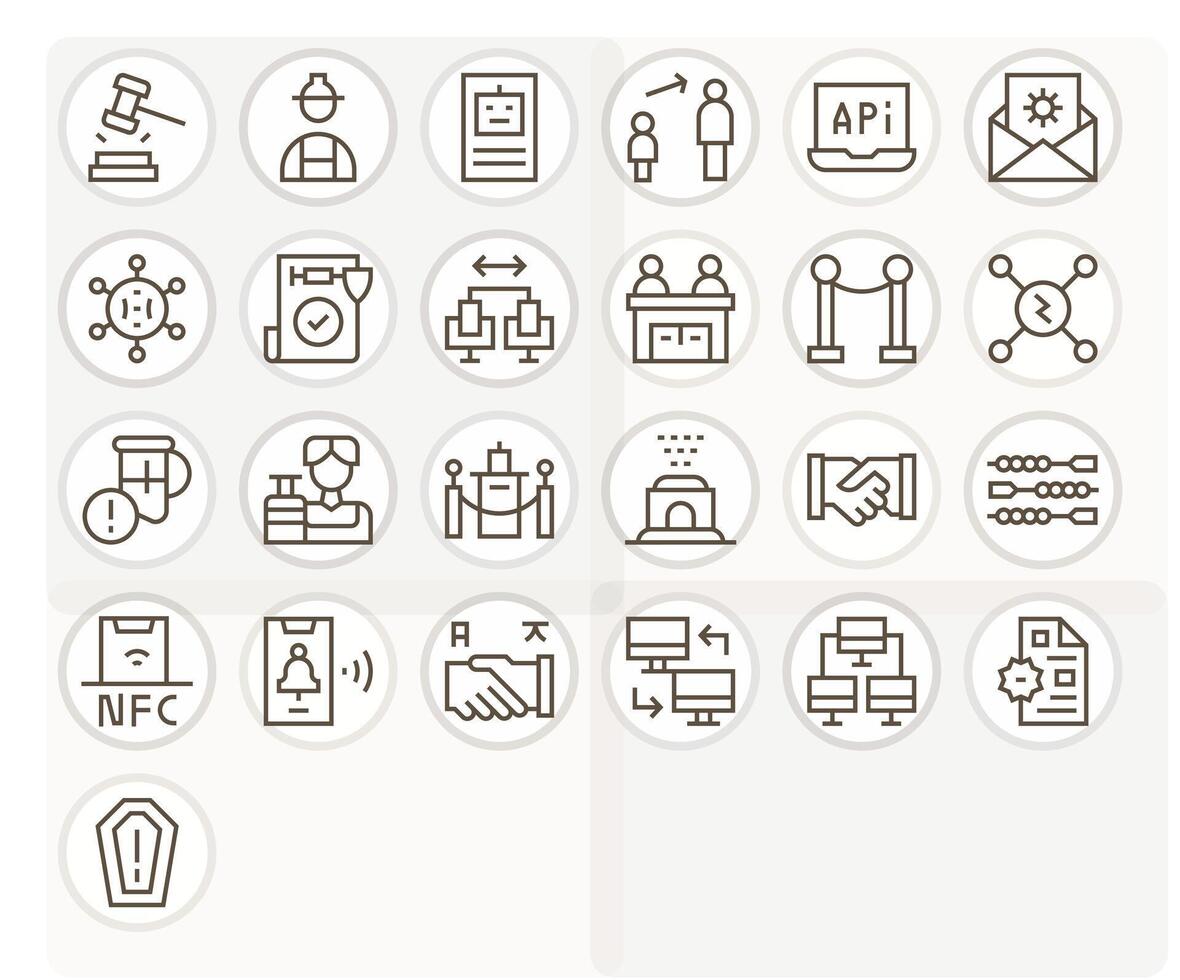 25 Regular Line Grid Fitted 128x128 Icons from Protocol Suite vector