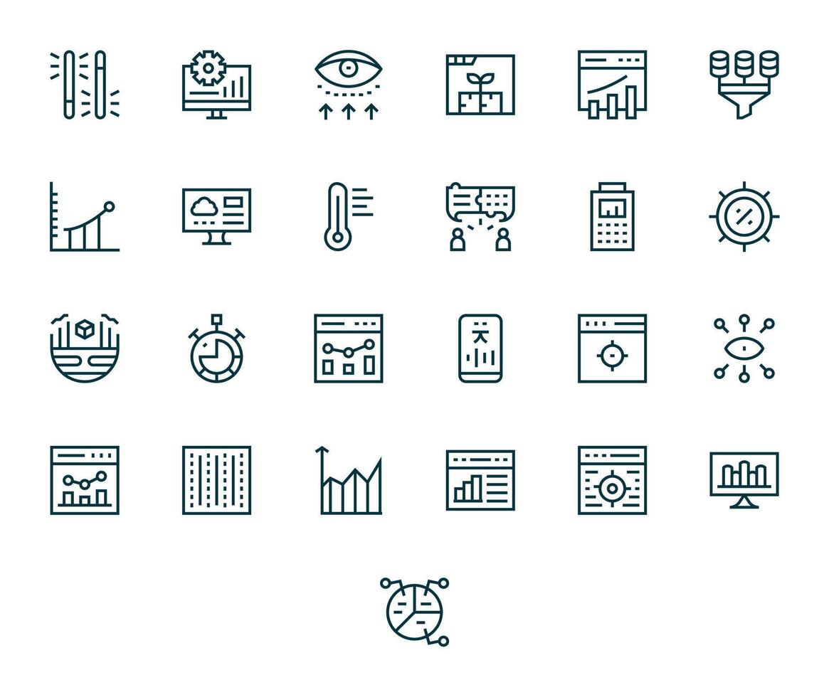 25 Regular Line Icons from Analytics in Retina Ready Pixel Aligned Quality vector