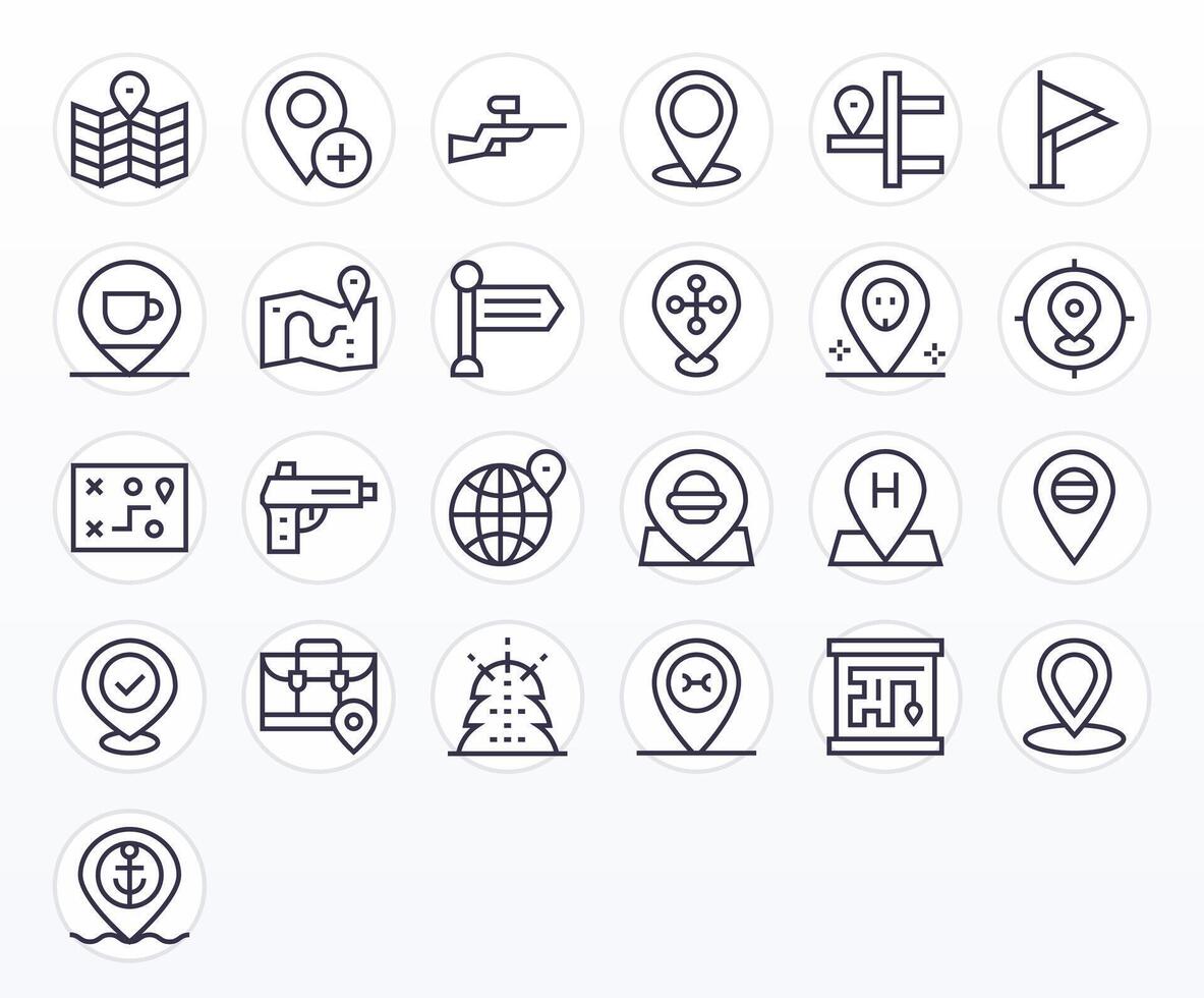 25 alto resolución íconos para marcador en píxel optimizado regular línea formato vector