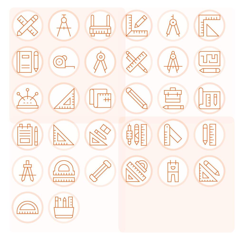 Drafting Ultimate Package with 32 128x128 Thin Line PIXEL Perfect Icons vector