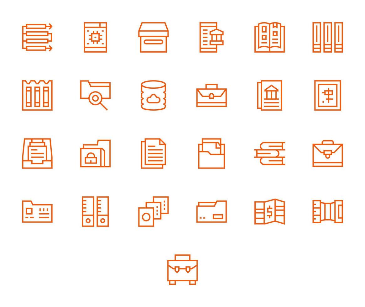 25 Regular Line Icons designed for Documents in Retina Ready Pixel Optimized format vector