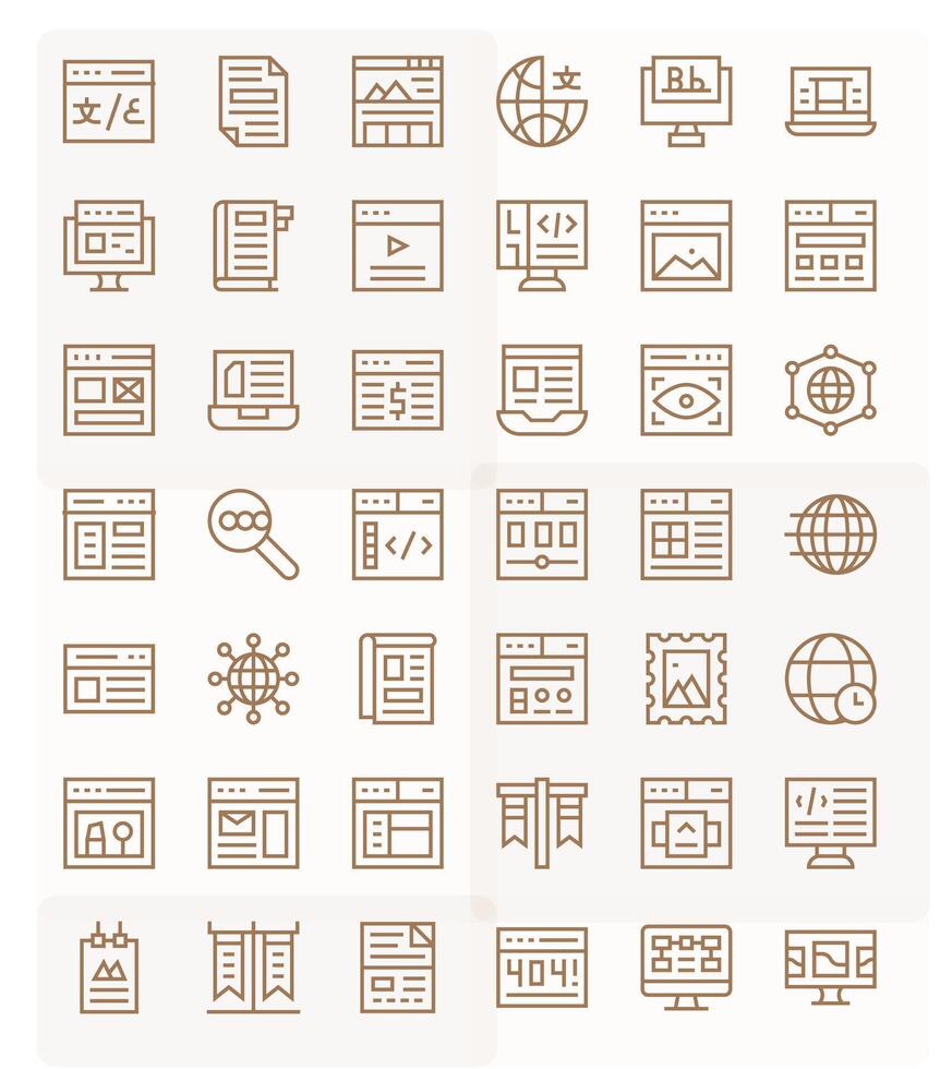 42 PIXEL Perfect Regular Line Icons designed for Webpage Interface vector