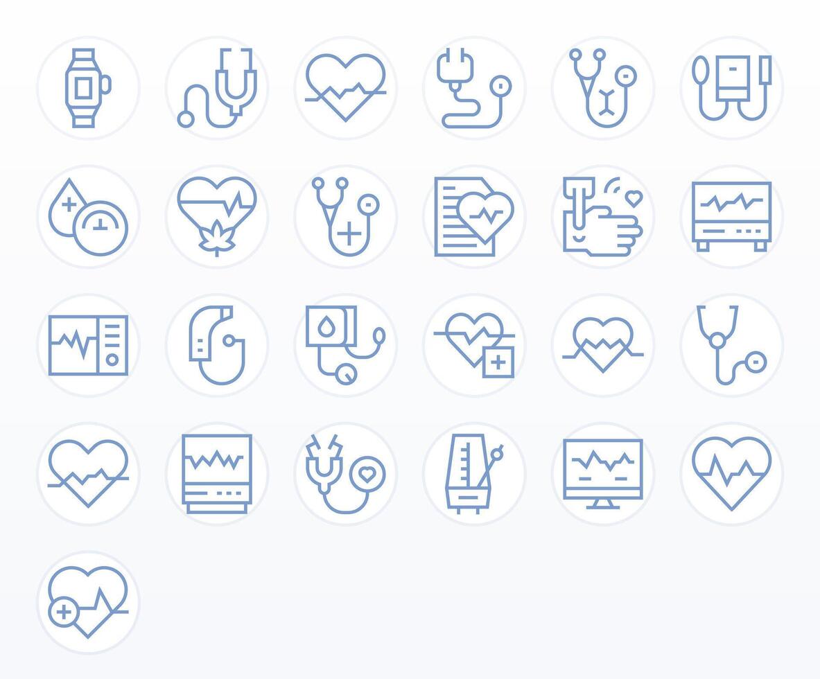Pulse Retina Ready Icon Pack with 25 Regular Line Display Perfect Elements vector