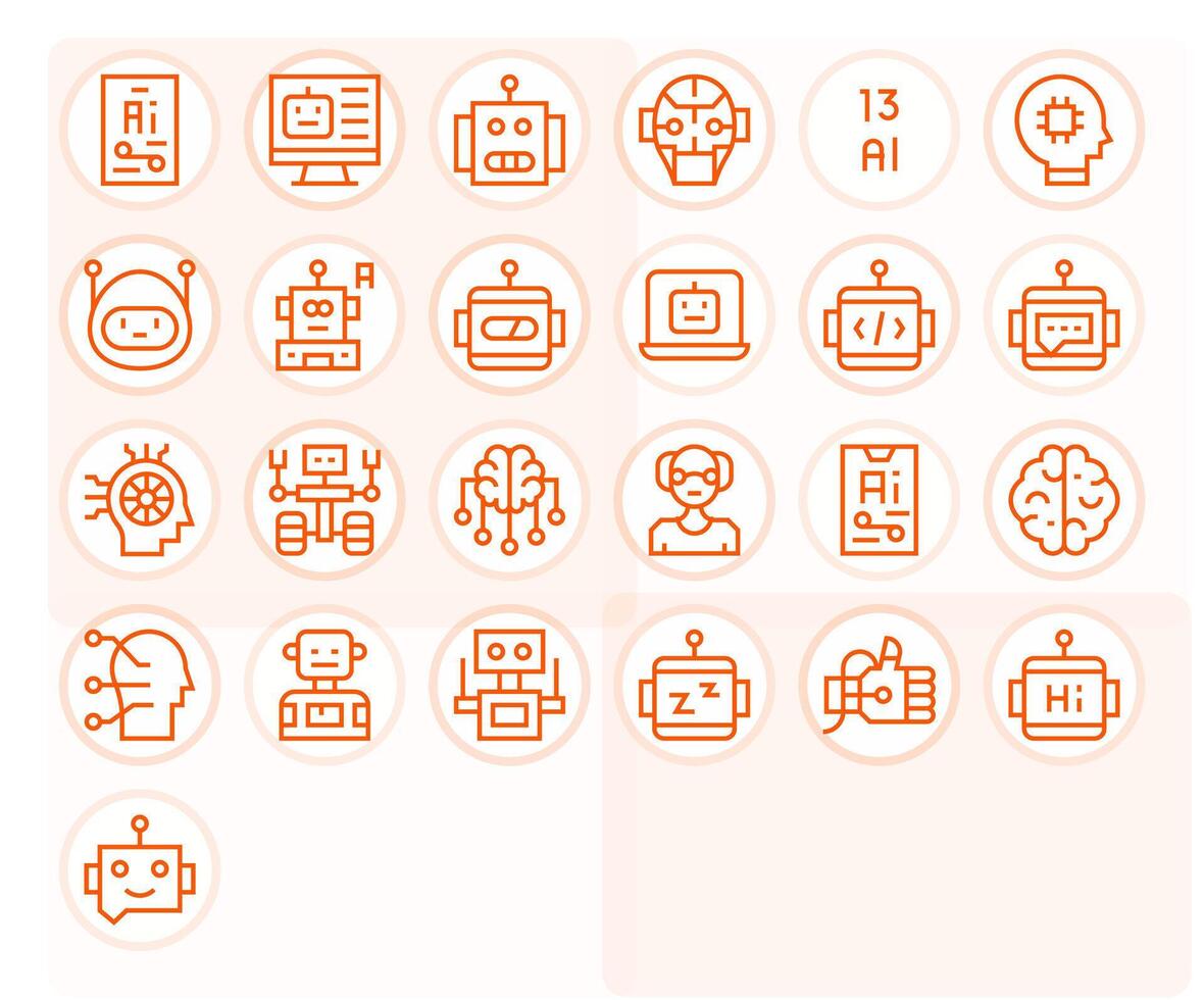 25 editable regular línea íconos diseñado para artificial inteligencia interfaz vector