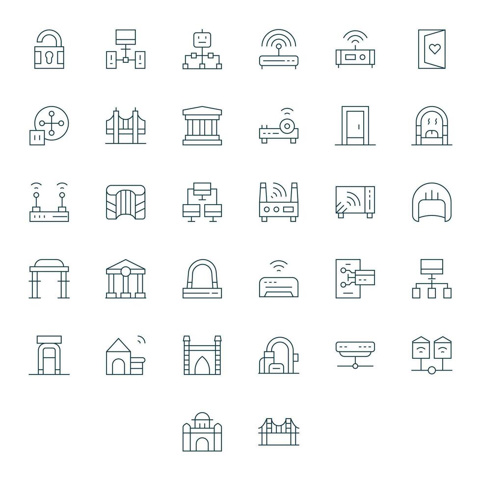 32 Gateway Display Perfect Icons in High Resolution Thin Line Aesthetic vector