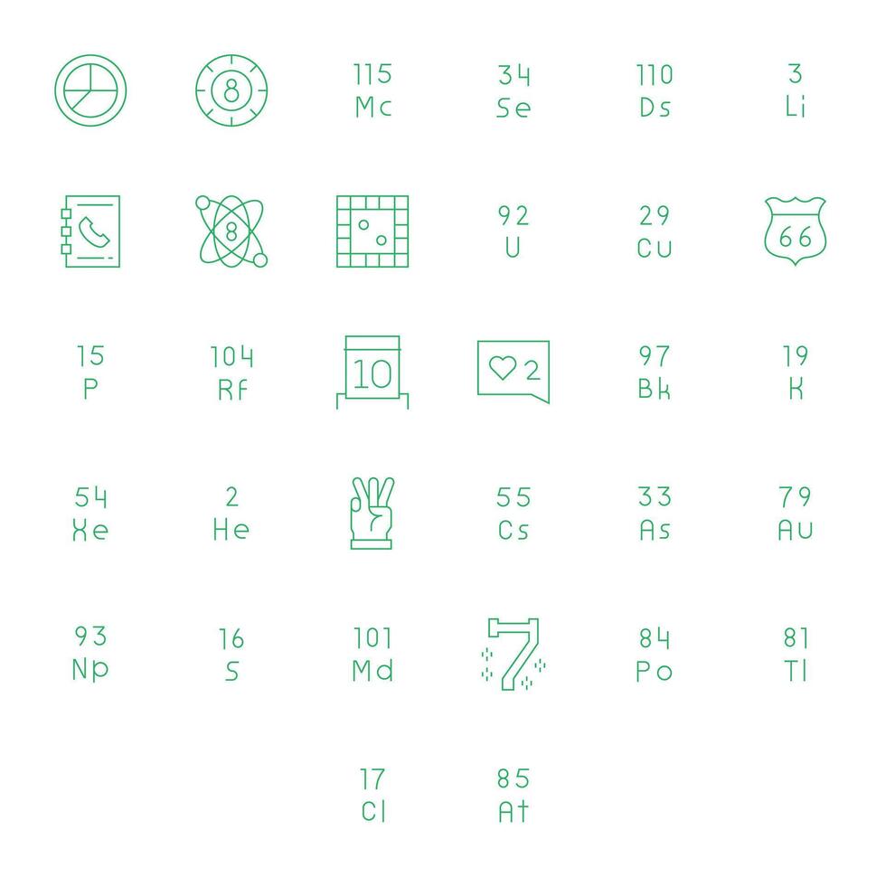 Number Icon Repository containing 32 Thin Line 128x128 Pixel Aligned graphics vector