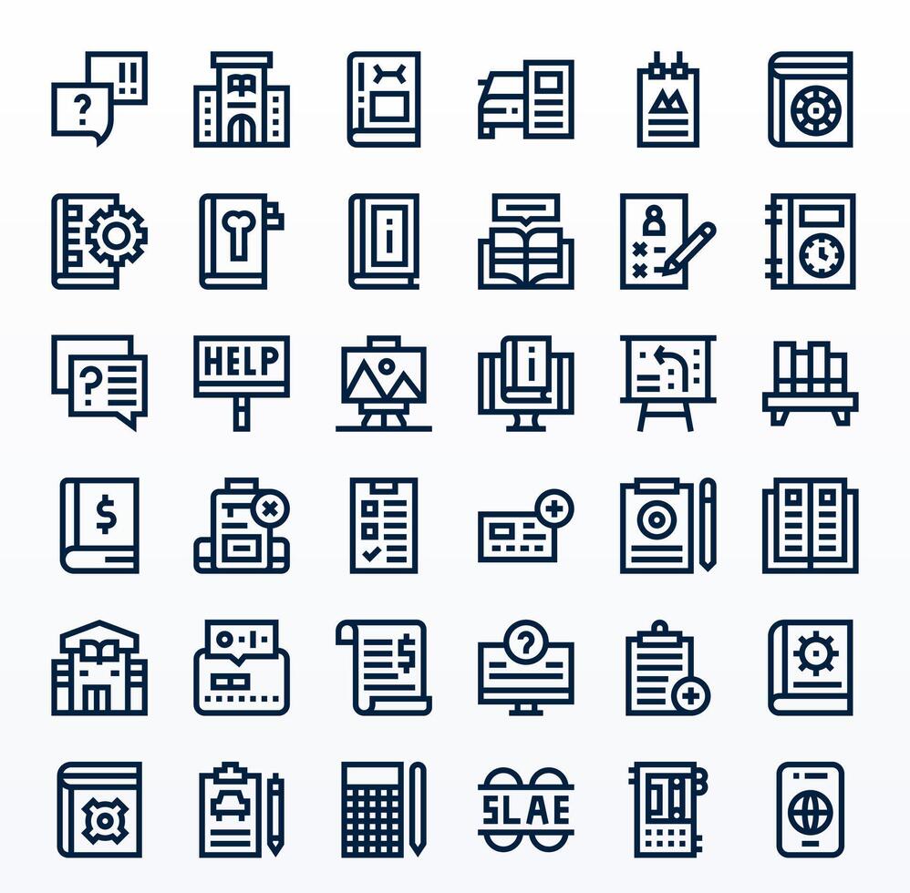 Documentation featuring 36 High Resolution Icons in Bold Line Design vector