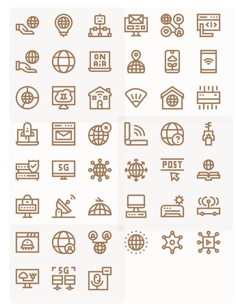 Internet Visual Pack containing 45 Bold Line Display Perfect Icons vector
