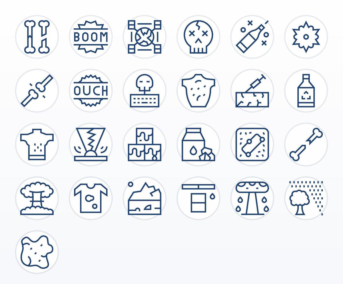 Damage Ultimate Package with 25 High Resolution Regular Line Editable Icons vector