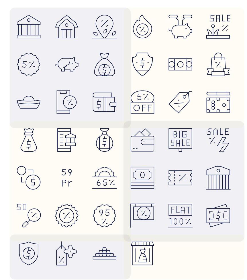 40 Retina Ready Thin Line Icons optimized for Savings Display Perfect display vector