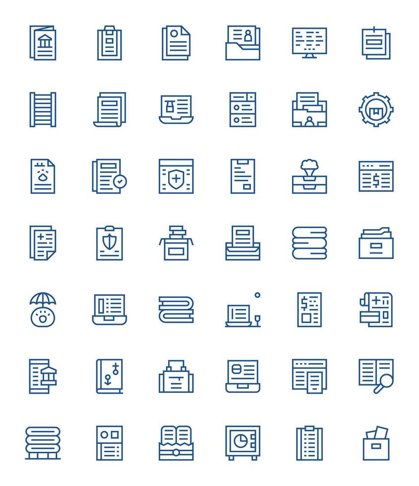 registros píxel optimizado conjunto con 42 128x128 regular línea íconos vector