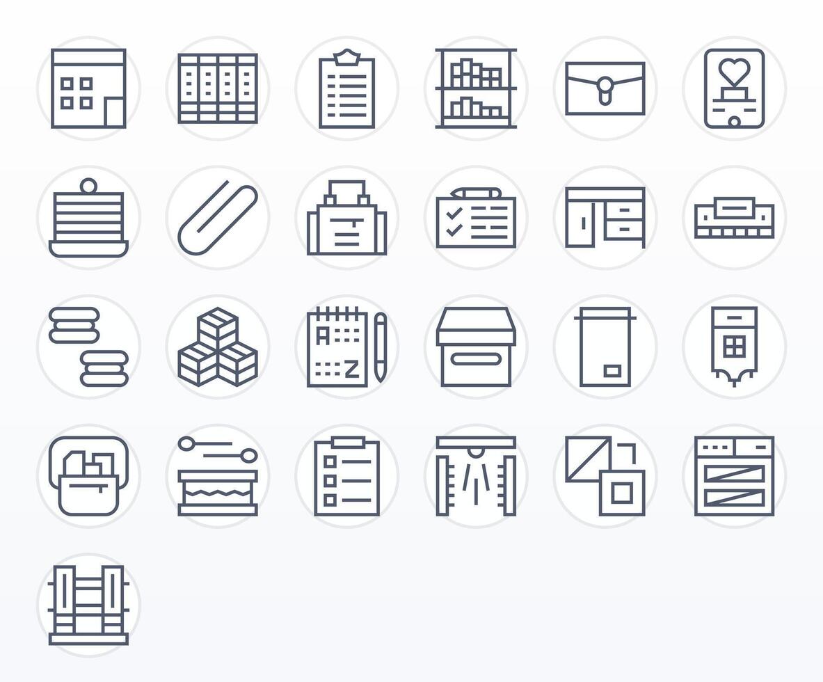 25 PIXEL Perfect Regular Line Icons designed for Organize Interface vector