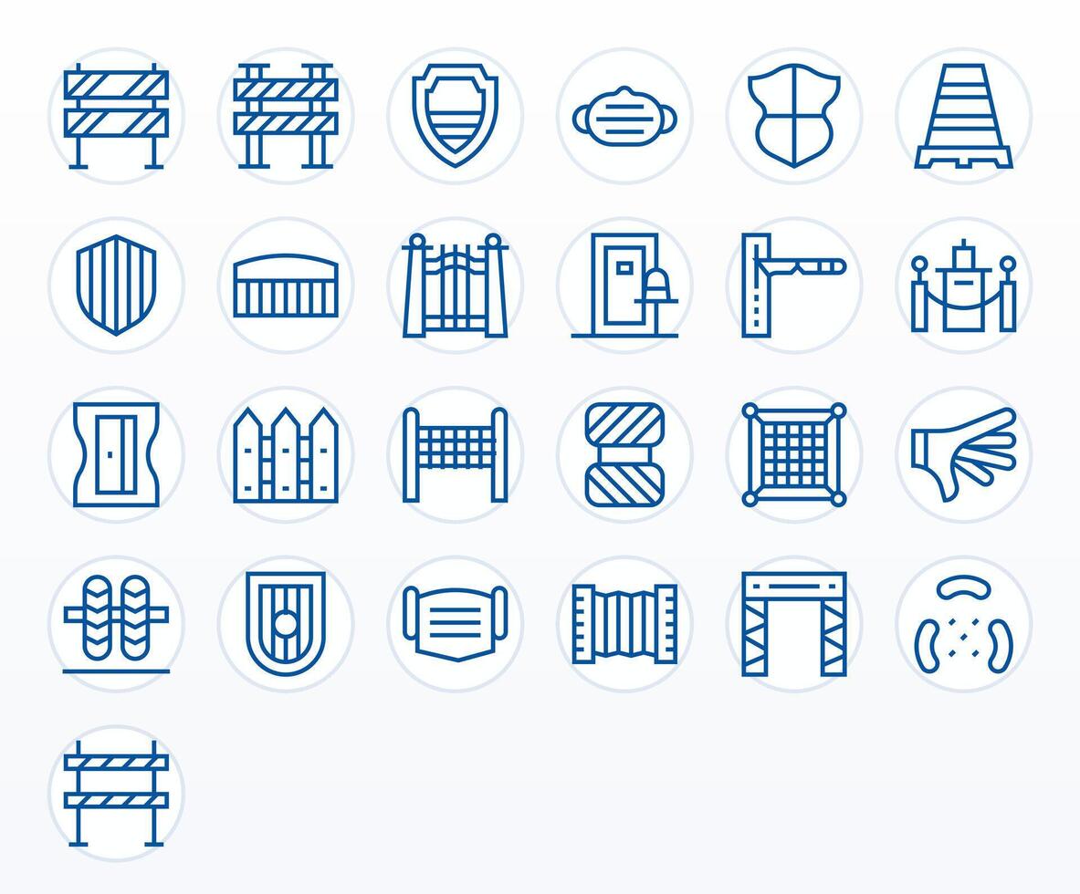 25 Icons for Barrier optimized in Pixel Aligned 64x64 Regular Line resolution vector