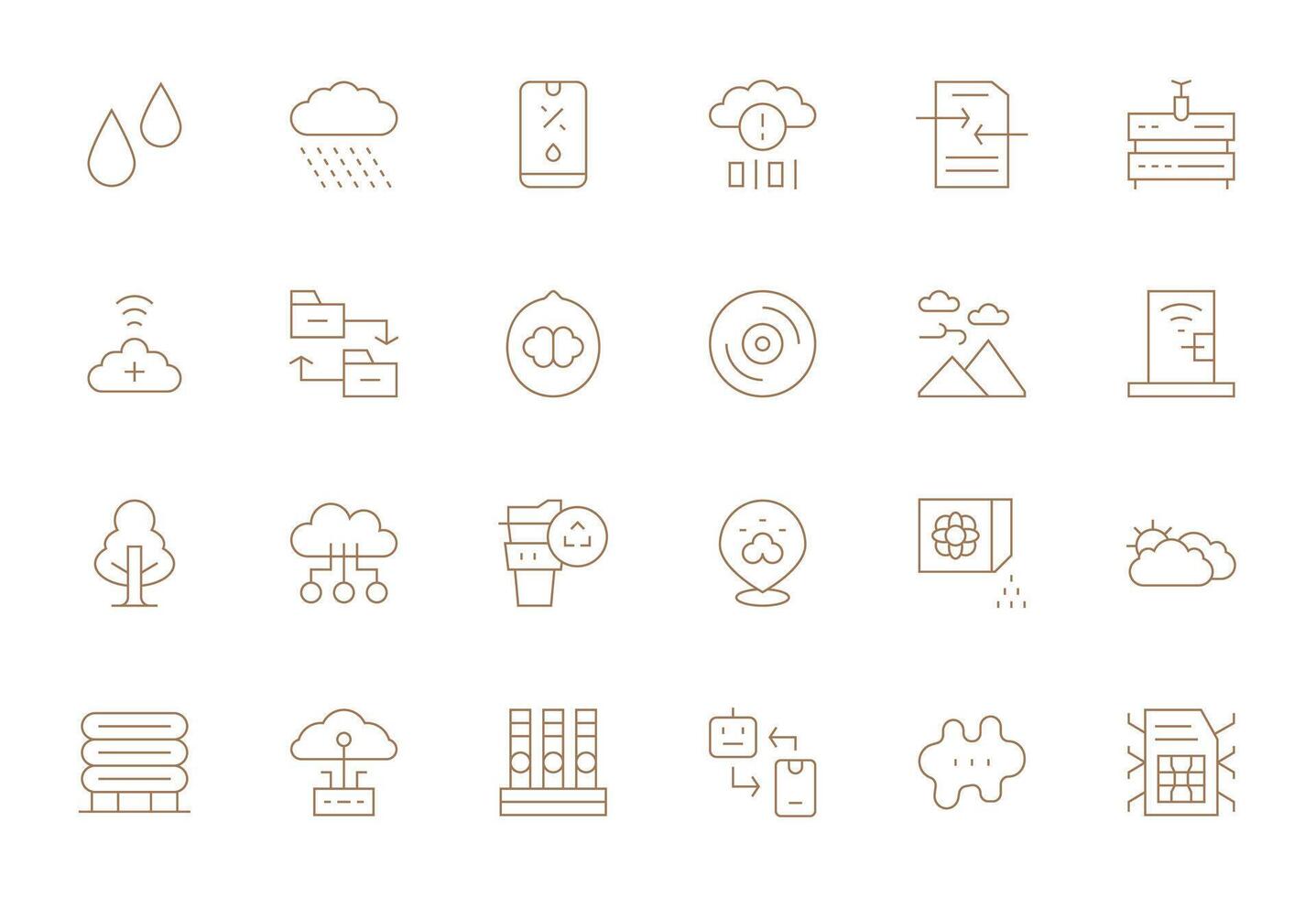 Cloud Ultimate Package with 24 128x128 Thin Line Pixel Aligned Icons vector