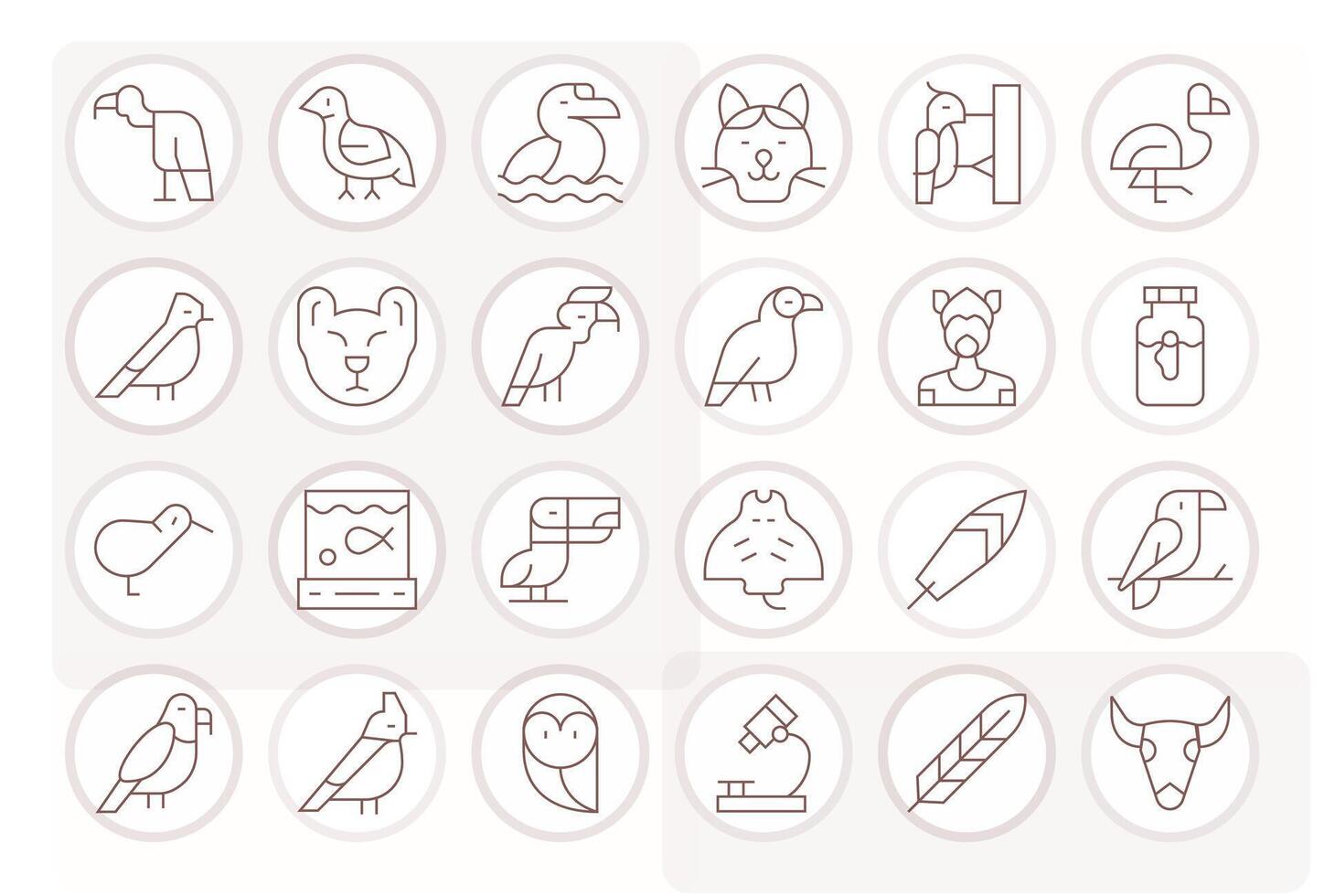 24 Pixel Optimized Thin Line Icons from Zoology Collection vector