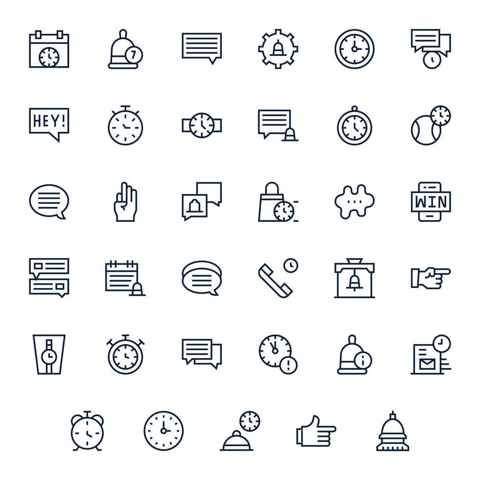 Prompt Scalable Set featuring 35 PIXEL Perfect Regular Line 256x256 Icons vector