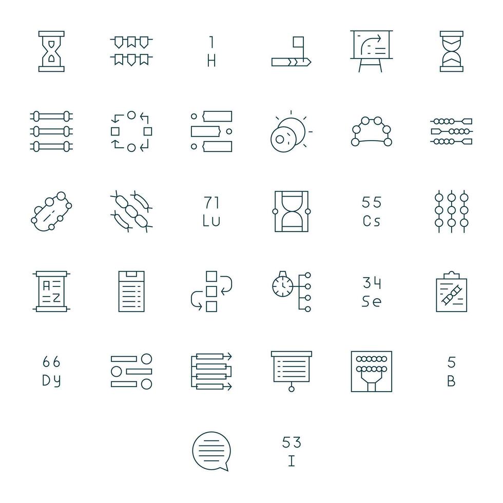 32 64x64 Thin Line Icons optimized for Sequence Pixel Optimized display vector