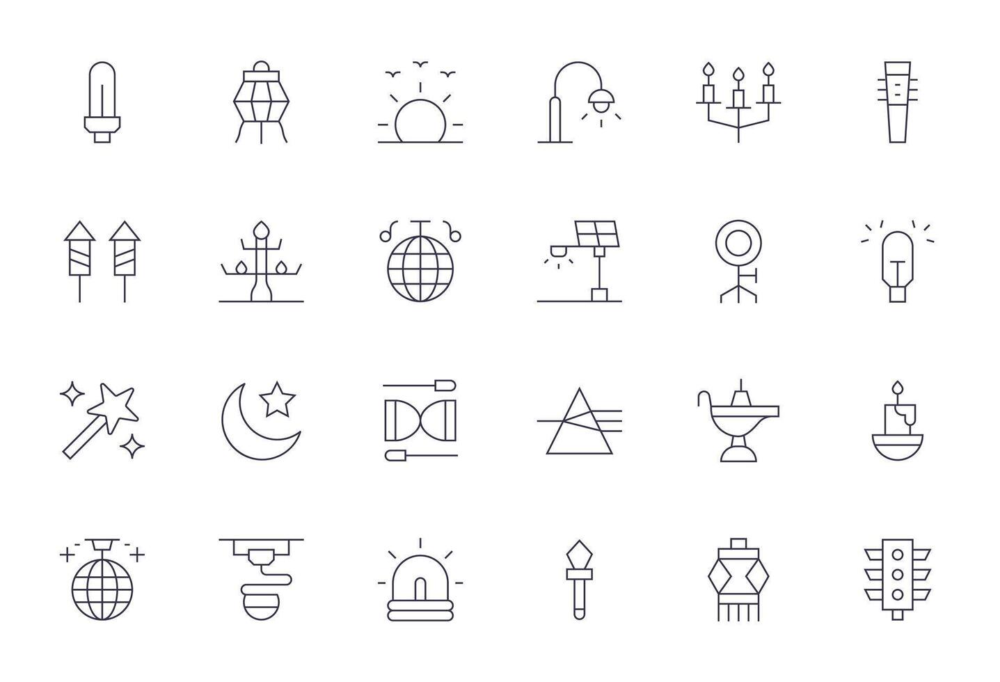 Light Graphics featuring 24 Thin Line Display Perfect High Resolution Designs vector