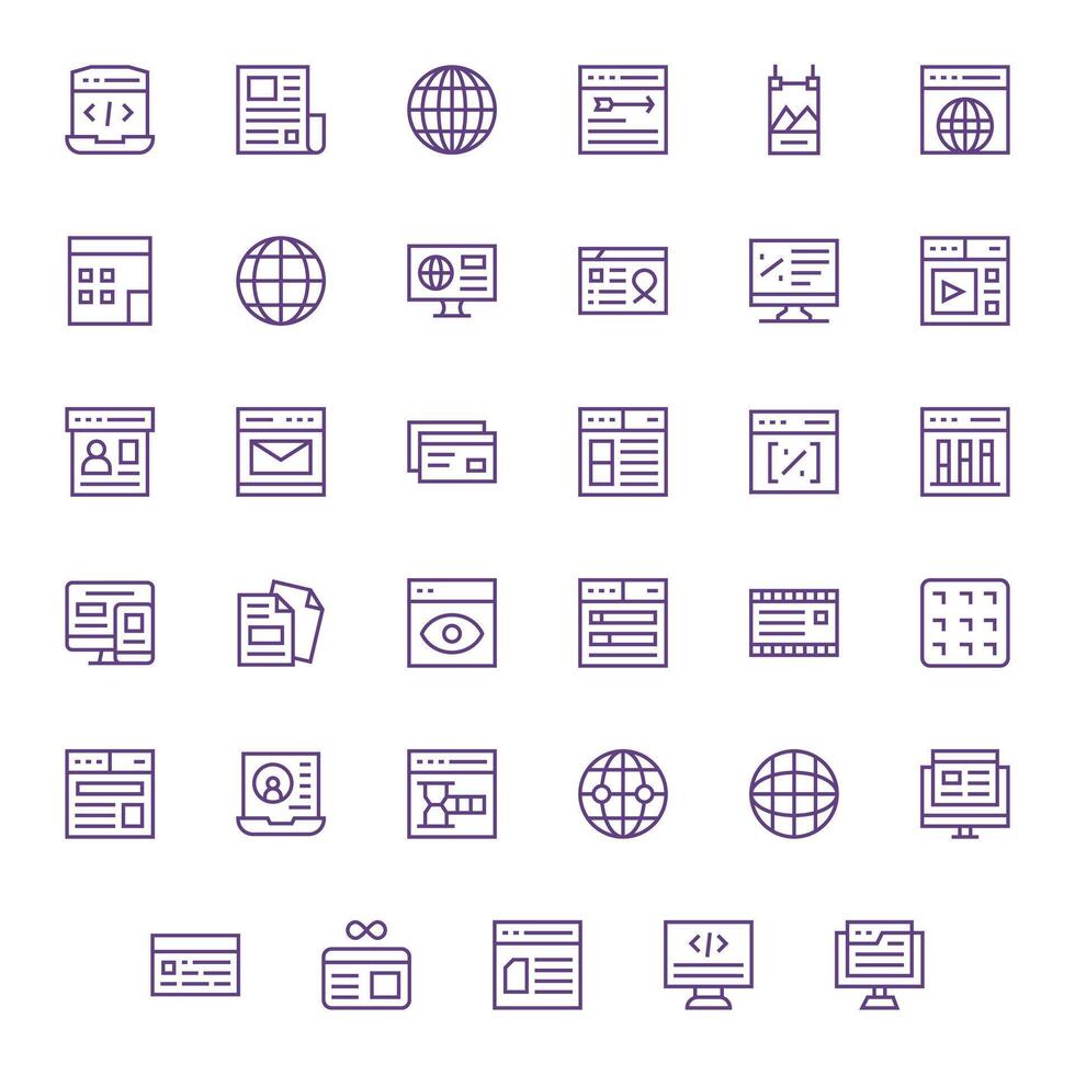 Web Page Graphics Pack including 35 Regular Line High Resolution Editable Icons vector